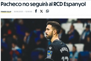 官方：西班牙人队33岁门将帕切科离队 出场46次丢68球