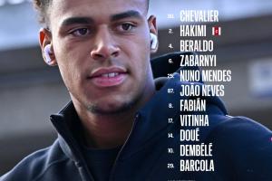 巴黎首发：登贝莱、维蒂尼亚领衔，K77、马尔基尼奥斯替补