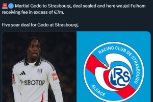 Here We Go！罗马诺：富勒姆前锋马夏尔-戈多转会斯特拉斯堡