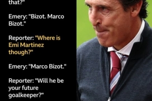 真-人机模式记者问询大马丁，埃梅里4次重复回答“比佐特”