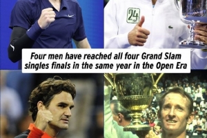 仅四人达成单赛季四大满贯皆进决赛：辛纳、费德勒、德约和拉沃尔