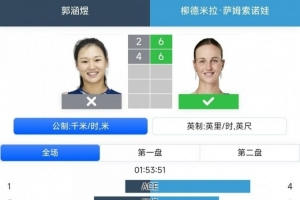 宁波公开赛郭涵煜不敌8号种子止步首轮 收获25积分，排名第175位