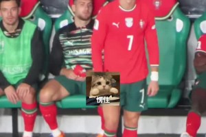 自己辛苦反超的比分就这么被扳平，场边C罗很无奈